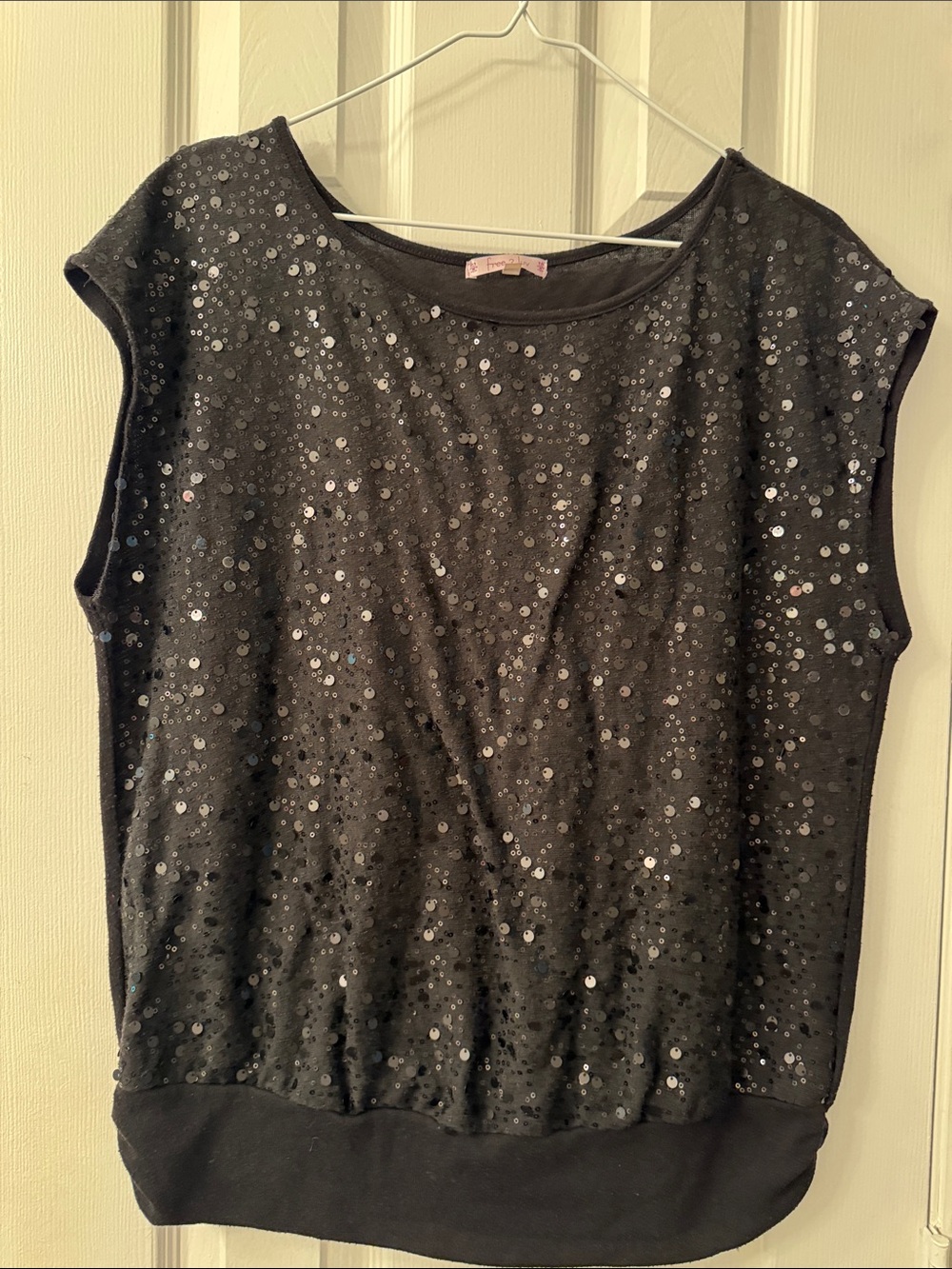 Black Sequin-Embellished Women's Pullover Top